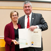 The Ceres Community Project receiving their Jefferson Award from Supervisor Rabbitt